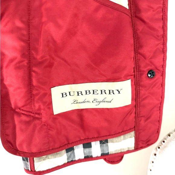 Burberry Quilted Jacket Red Classic Nova Plaid Check Lining Size XL - Picture 5 of 13